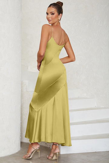 Light Yellow Spaghetti Straps Bodycon Spaghetti Straps Formal Dress
